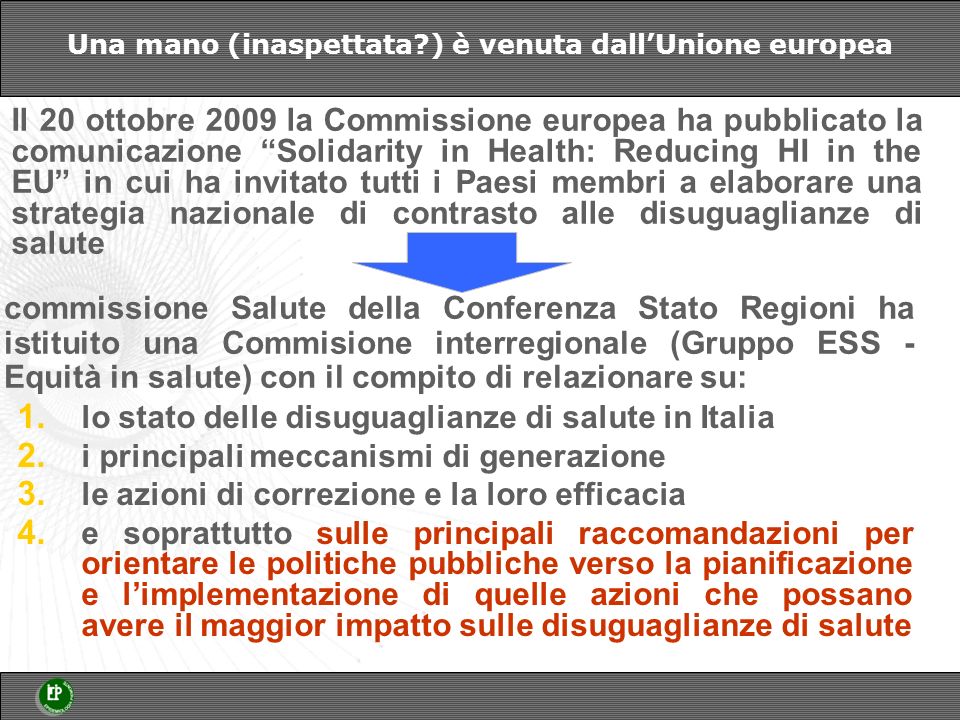 Erice 14 aprile 2013 Priorità e target per una strategia italiana di